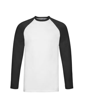 Fruit of the Loom - "Valueweight" T-Shirt für Herren - Baseball Langärmlig (Weiß/Schwarz)