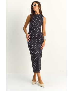 Punktemuster Bodycon Midi-Kleid