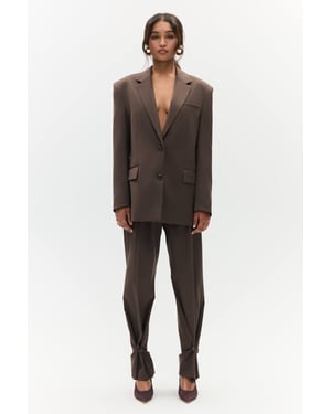 BENU Damen Braune Elegante Hose mit Knopf am Saum