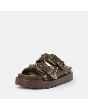 Buffalo Raya Ari West Leder Damen Braun Sandalen
