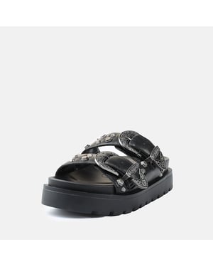Buffalo Raya Ari West Leder Damen Schwarz Sandalen