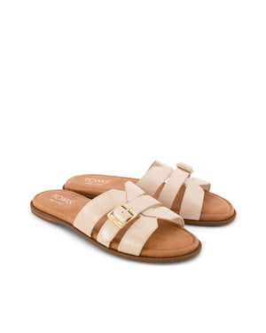 TOMS Sol Mule Leder Damenschuhe Champagner Sandalen