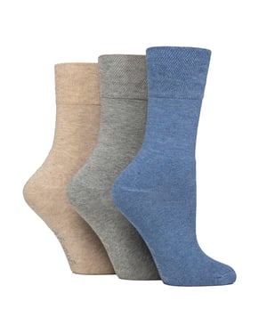 Gentle Grip 3er-Pack Bambussocken für Damen, weich, atmungsaktiv, gepolstert, Crew - Grau