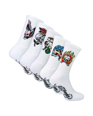 5er-Pack Herren Crew-Socken mit Totenkopf-Muster - Weiche und atmungsaktive Freizeitsocken