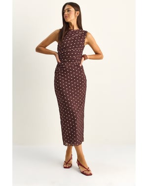 Punktemuster Bodycon Midi-Kleid