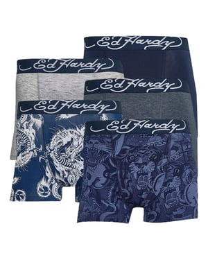 5er-Pack Herren Baumwollreiche Stretch-Boxershorts mit elastischem Bund Blau Unterwäsche