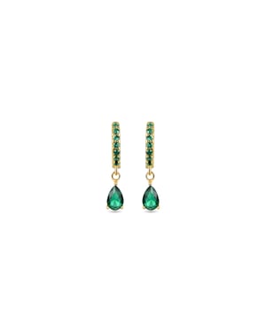 Luxenter Sterling Silber 925 Ohrringe mit Smaragd Zirkonia in 18K Gelbgold - Intheon