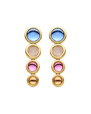 Luxenter Multicolour Kristall Ohrringe aus 18K Gelbgold - Longki