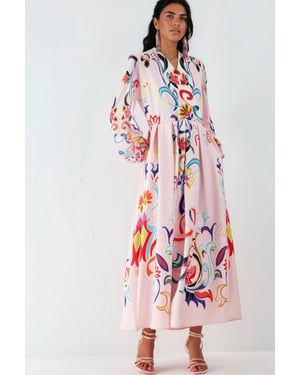Blumenmuster Maxi A-Linien Kleid