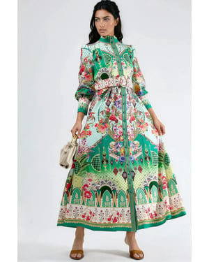 Blumen-Midi-Kleid mit Gürtel