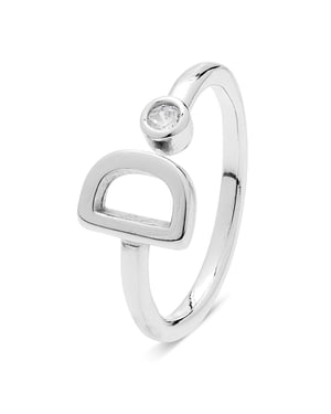 Luxenter 925 Sterling Silber Ring mit rhodiniertem Brillant Zirkonia - Alphabet
