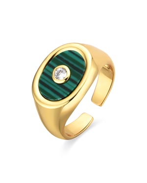Luxenter Ring mit 18k Gold Finish Malachit - Staxo