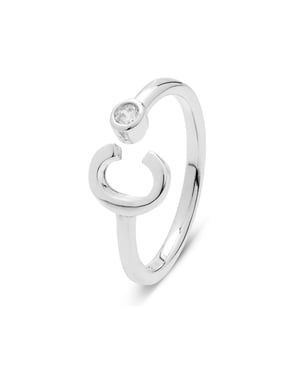 Luxenter 925 Sterling Silber Ring mit rhodiniertem Brillant Zirkonia - Alphabet