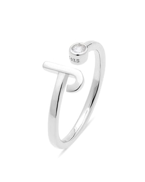Luxenter 925 Sterling Silber Ring mit rhodiniertem Brillant Zirkonia - Alphabet