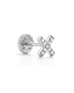Luxenter 925 Sterling Silber Piercing mit rhodiniertem Brillant Zirkonia - Garlin