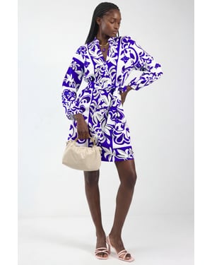 Blumenmuster V-Ausschnitt Mini Hemdkleid mit Gürtel