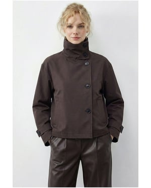 Kurzer Trenchcoat mit Mandarin-Kragen