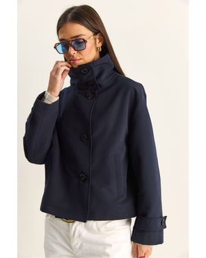 Kurze Trenchcoat mit Mandarin-Kragen
