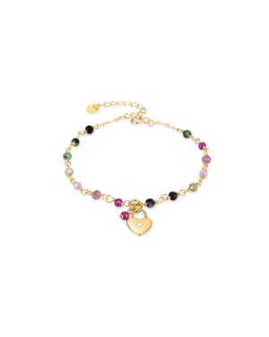 Luxenter 925 Sterling Silber Armband mit mehrfarbigem Kristall in 18K Gelbgold - Dagni