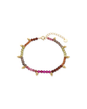 Luxenter 925 Sterling Silber Armband mit mehrfarbigem Kristall in 18K Gelbgold - Noi