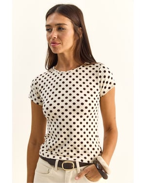 Punktmuster Rundhals-Crop-Top T-Shirt
