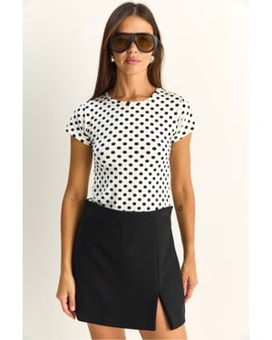 Punktmuster Crewneck Crop T-Shirt