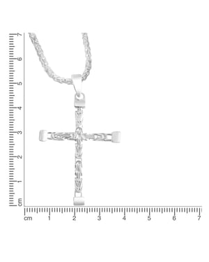 Zeeme Basic Halskette Silber 925 poliert mit Kreuz-Anhänger 55cm lang Königskette 2,2mm breit