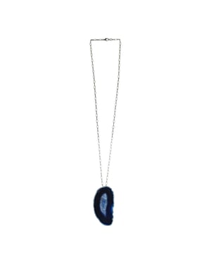 Steuer Modeschmuck Anhänger mit Kette Achat-Anhänger blau oval