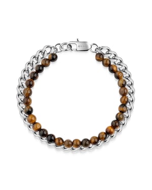 Zeeme Stainless Steel Armband Edelstahl Tigerauge