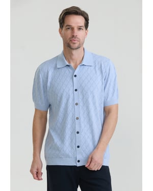 Hemd Kurzärmeliges Basic-Strickhemd Mit Knöpfen