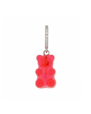 Fashionbox Charm rhodiniert Gummibär pink/rot Zirkonia weiss