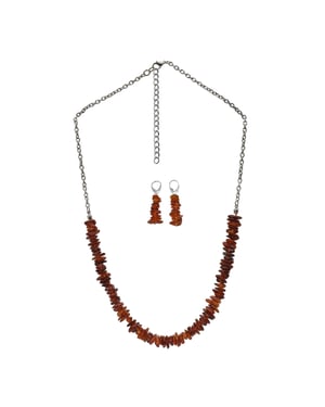 Steuer Modeschmuck Schmuckset Set aus Collier und Ohrhänger Bernstein braun