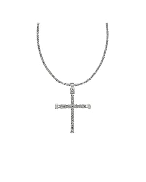 Zeeme Basic Halskette Silber 925 poliert mit Kreuz-Anhänger 55cm lang Königskette 2,2mm breit
