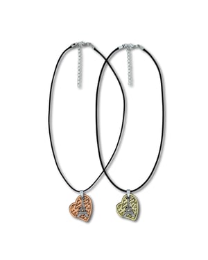 Steuer Modeschmuck Kette Freundschaftskette aus 2 Herzen "Paris" an Kordel