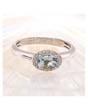 Diamonds by Ellen K. Ring Weißgold 585 mit echtem Aquamarin und 36 Diamanten 0,09ct.