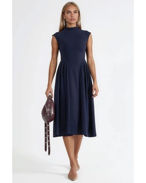 Texturiertes Panel-Midi-Kleid