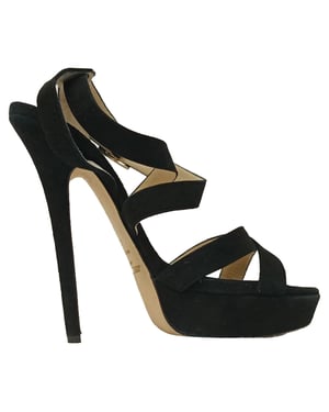Jimmy Choo Louise Crisscross Plateau-Sandalen aus schwarzem Wildleder