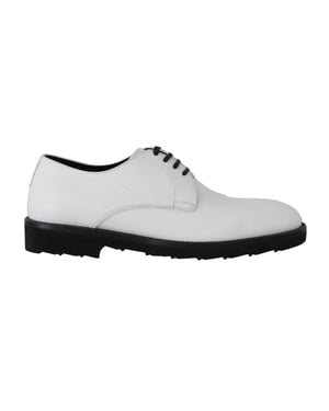 Dolce & Gabbana Weiße Leder Derby-Anzugschuhe