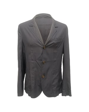Brunello Cucinelli Einreihiger Blazer mit Taschen aus grauer Wolle