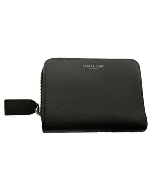 Saint Laurent Grained Zip Compact Rive Gauche Geldbörse aus grauem Leder