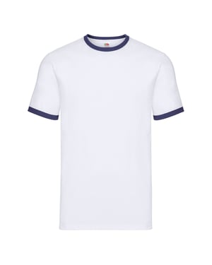 Fruit of the Loom - "Ringer" T-Shirt für Herren (Weiß/Marineblau)