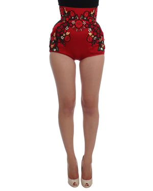 Dolce Gabbana Blumenbestickte High-Waist-Shorts