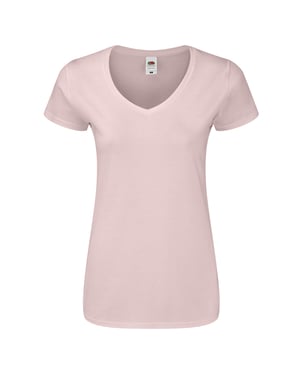 Fruit of the Loom - "Iconic" T-Shirt V-Ausschnitt für Damen (Blassrosa)