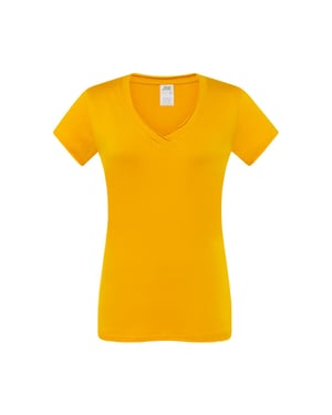 JHK - "Sicilia" T-Shirt für Damen, V-Ausschnitt (Senf)