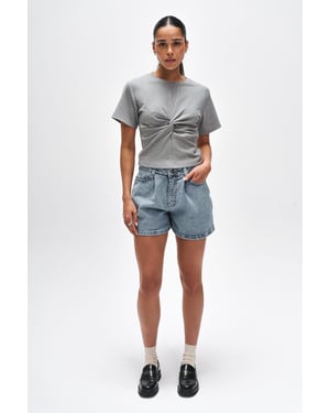 BENU Damen Blau Graue Denim Shorts