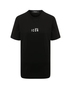 Dsquared2 Icon Kleines Brustlogo Schwarzes T-shirt