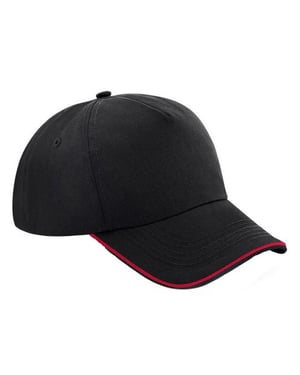 Beechfield Unisex Authentic 5 Panel Baseballkappe Für Erwachsene (Schwarz/Rot)