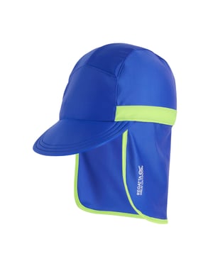 Regatta - Kappe mit Nackenschutz für Kinder (Königsblau/Leuchtend Grün)
