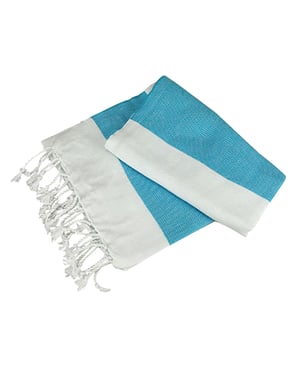 ARTG - "Hamamzz Hamam Antalya" Handtuch, Mit Streifen (Weiß/Aquablau)