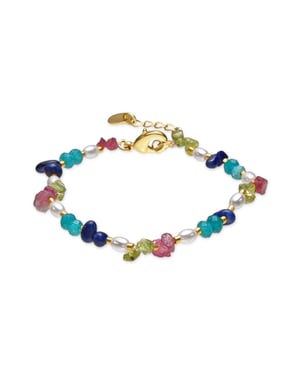 Luxenter Armband mit 18 Karat Gelbgold-Finish und mehrfarbigen Natursteinen – Onisu